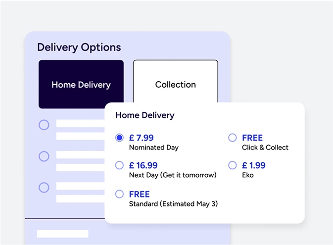 Shipping options and carrier options